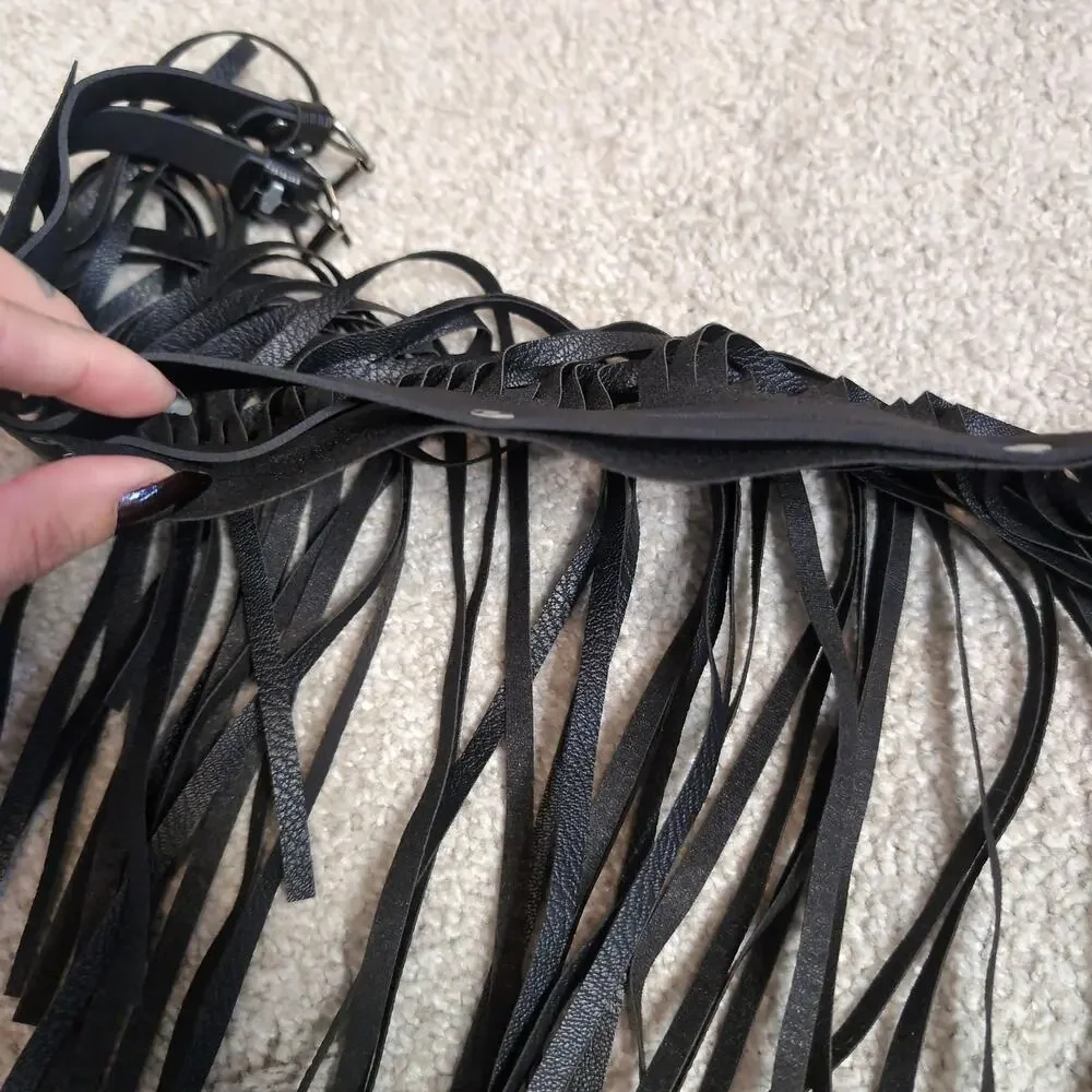 Faux Leather Fringe Waist Belt